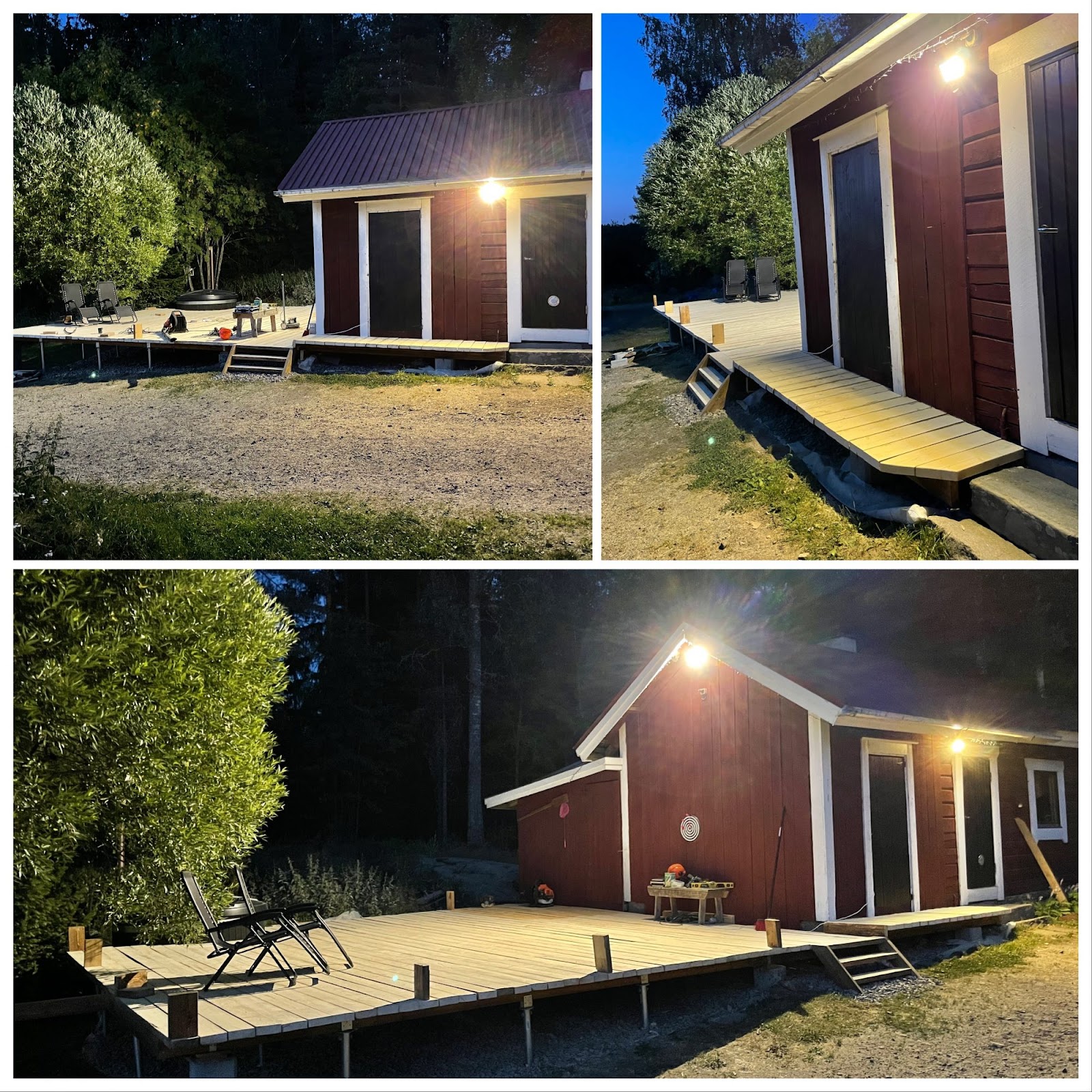 Stor terrasse på skrånende grunn