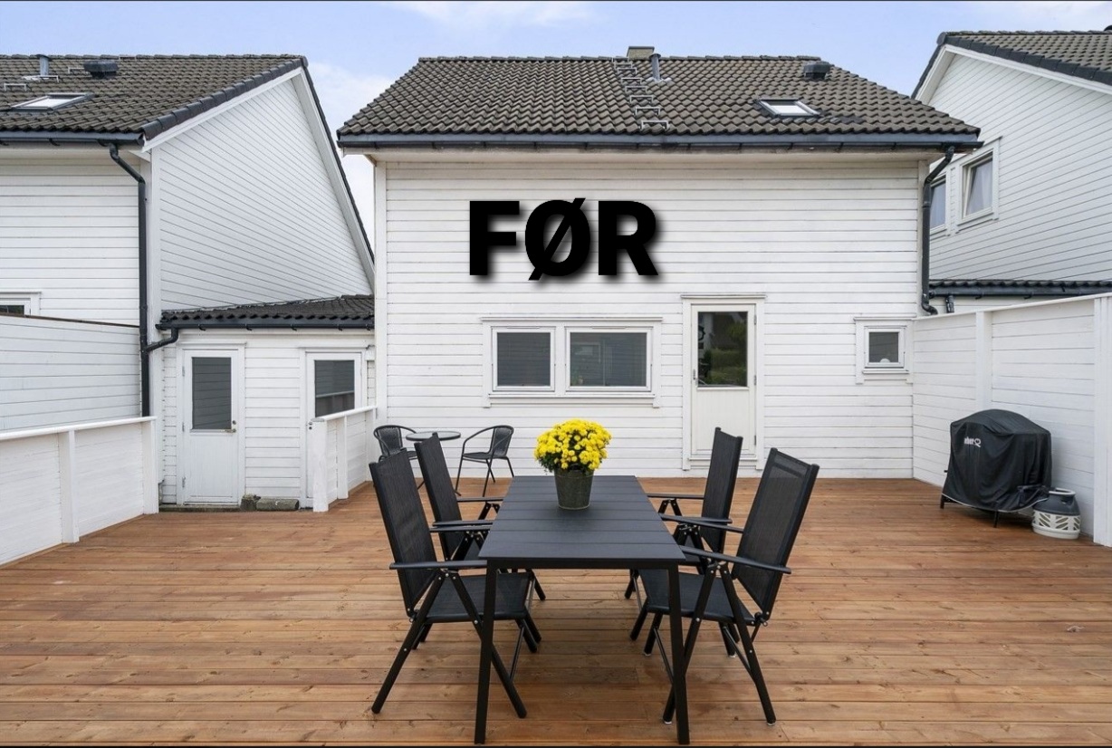 Trädgårdsrum med soffa och utekök