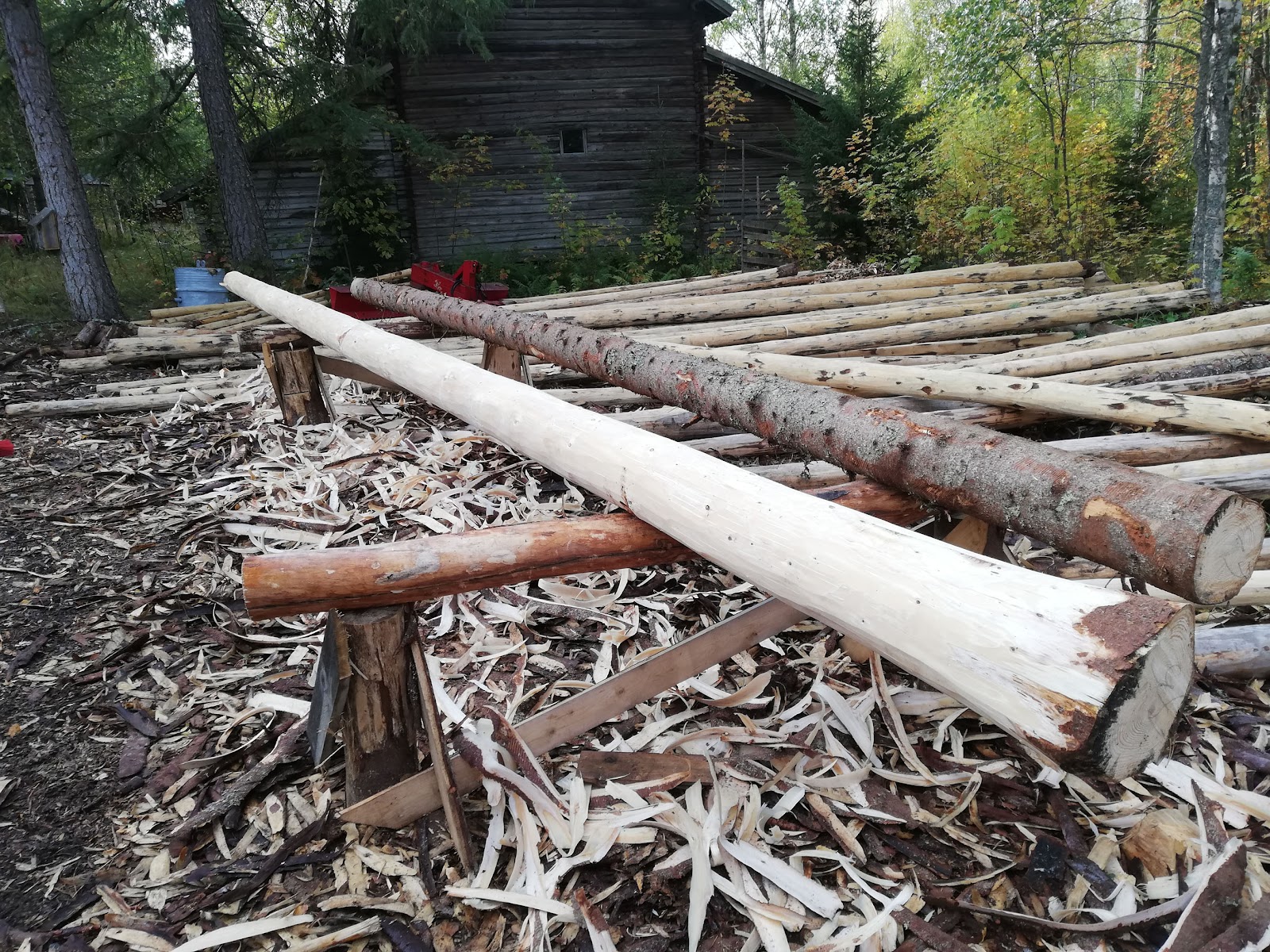Vacker timmerstuga med första våningen