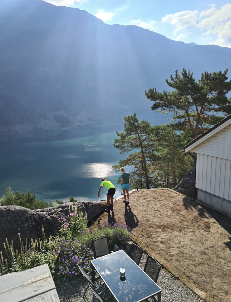 Gräsmatta och räcken