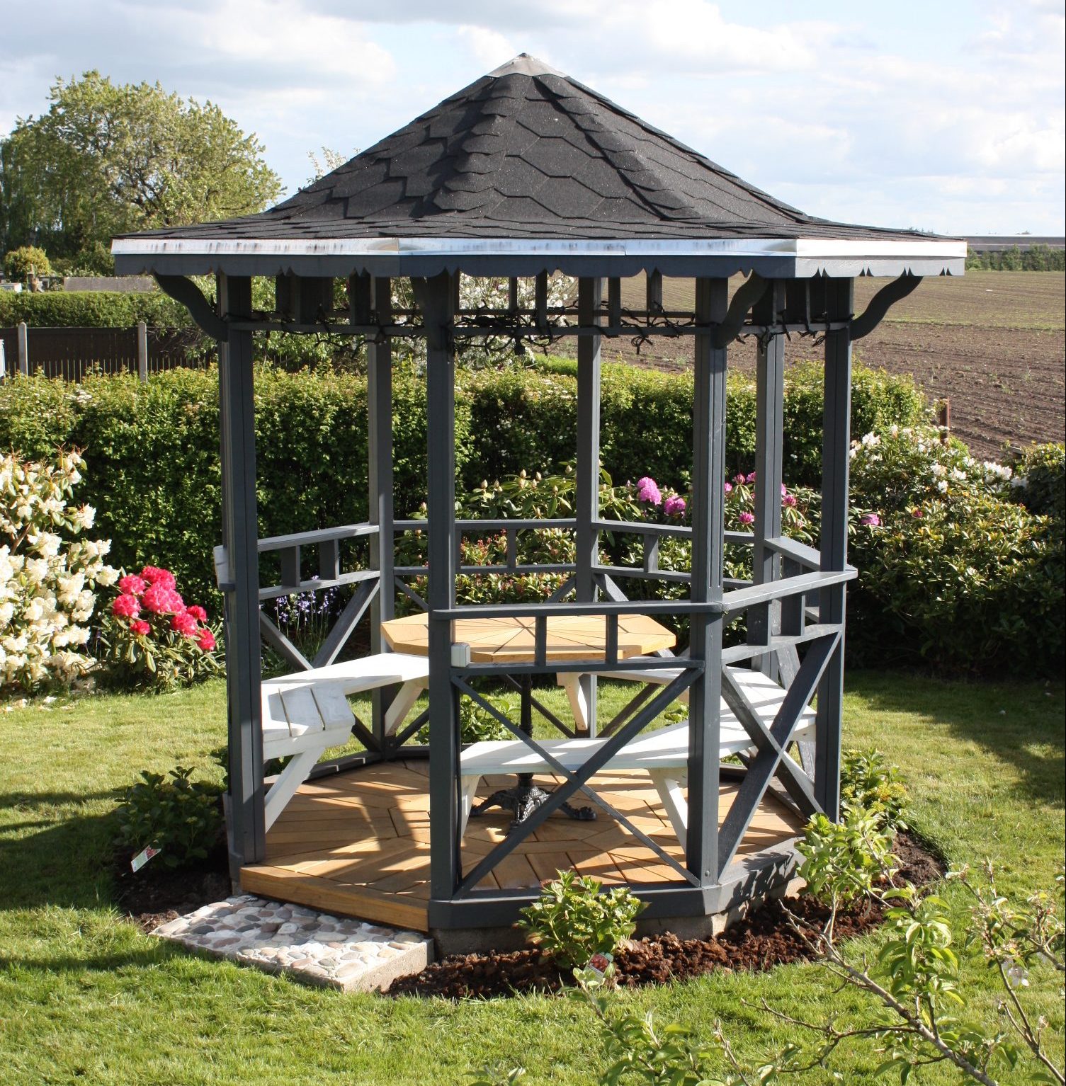 Öppen 8-kantig trädgårdspaviljong