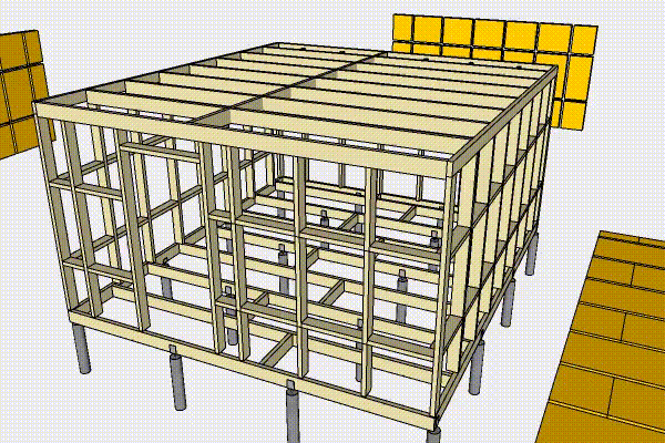 3D-model: Isoleret skur med listebeklædning