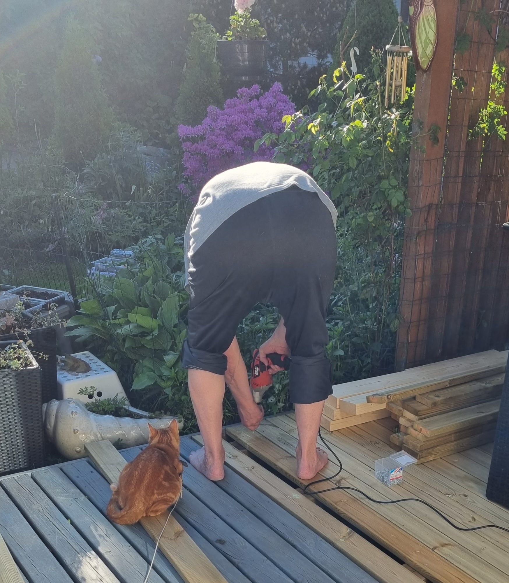 Terrasse med hegn og bede