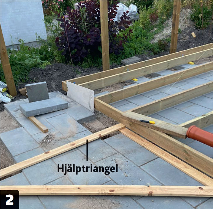 Isolera golv friggebod: Bottenramen läggs på plats