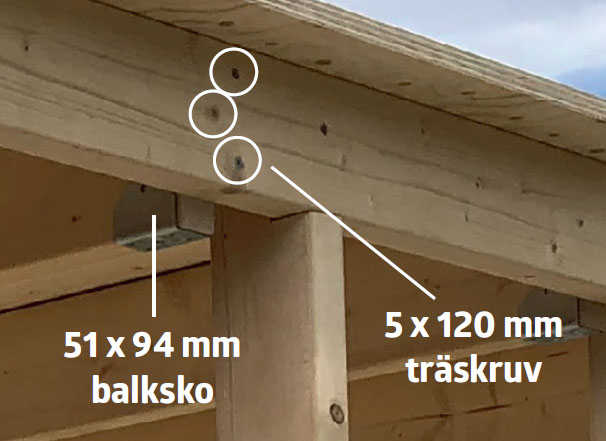 Isolera friggebod: Att fästa sparrarna