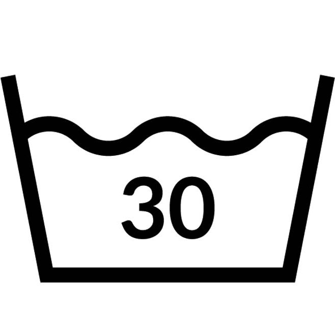 Tvättsymbol som visar att plagget kan tvättas i 30 grader