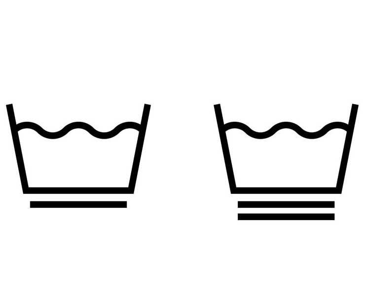 Vaskesymboler for skånsom og ekstra skånsom