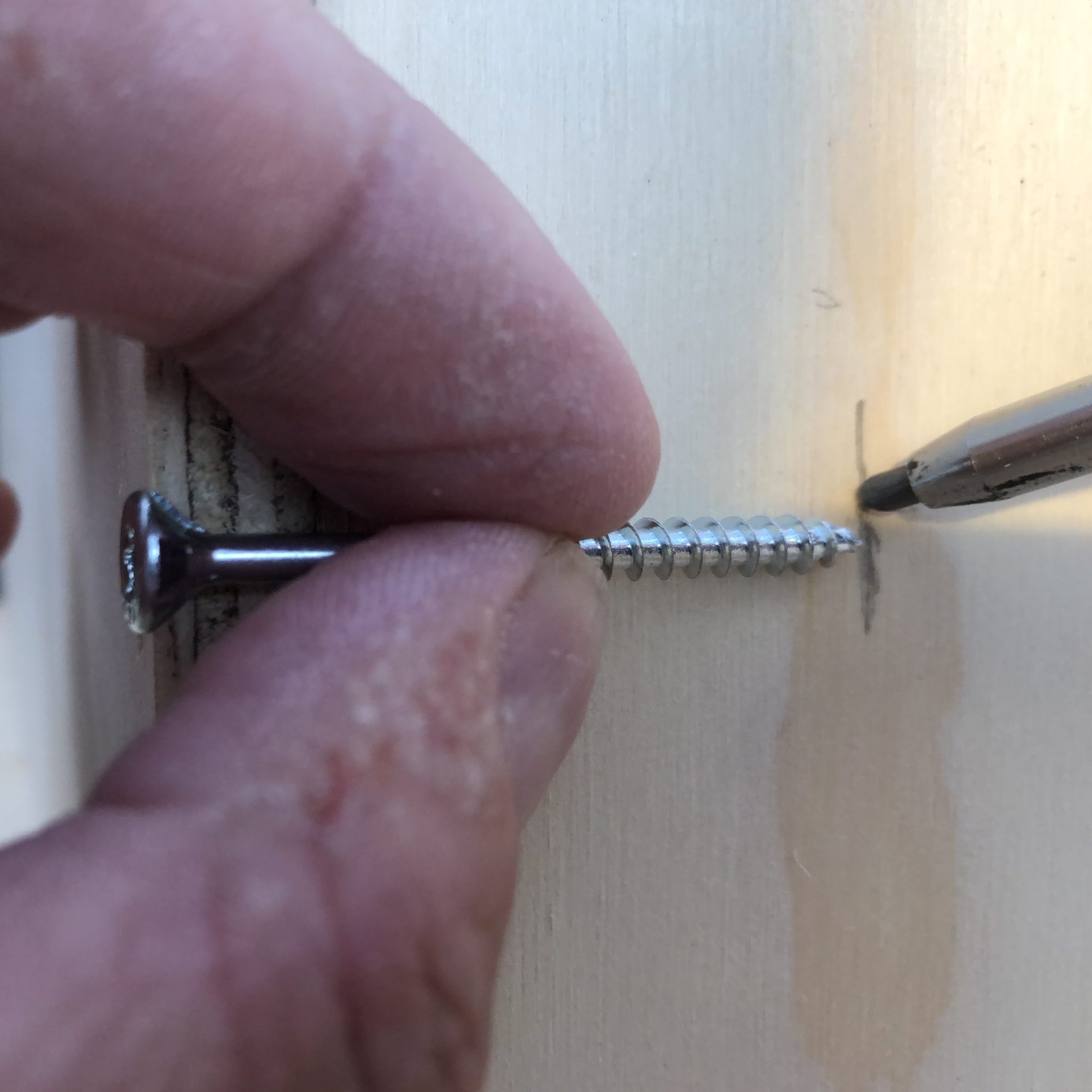 Bygg ditt eget pinnsvinhus. Bruk en skrue til å markere dybden.