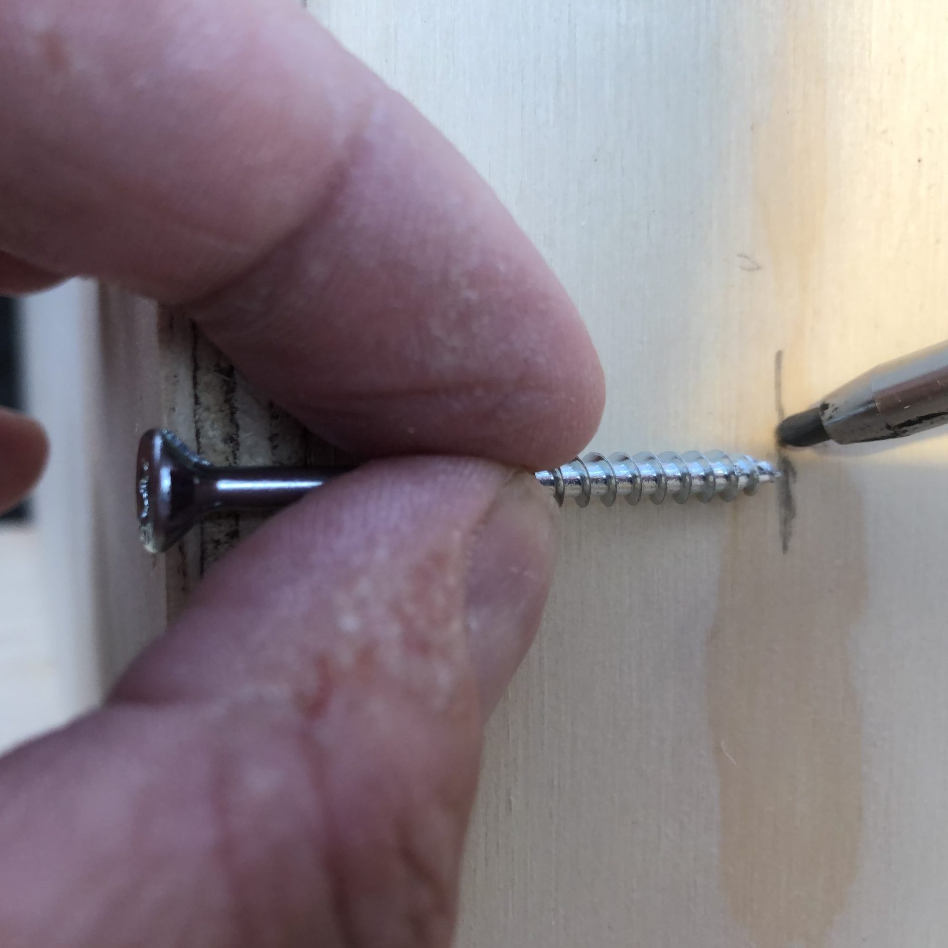 Siilinpesä rakenna itse. Merkitse ruuvin avulla, kuinka syvälle se menee.