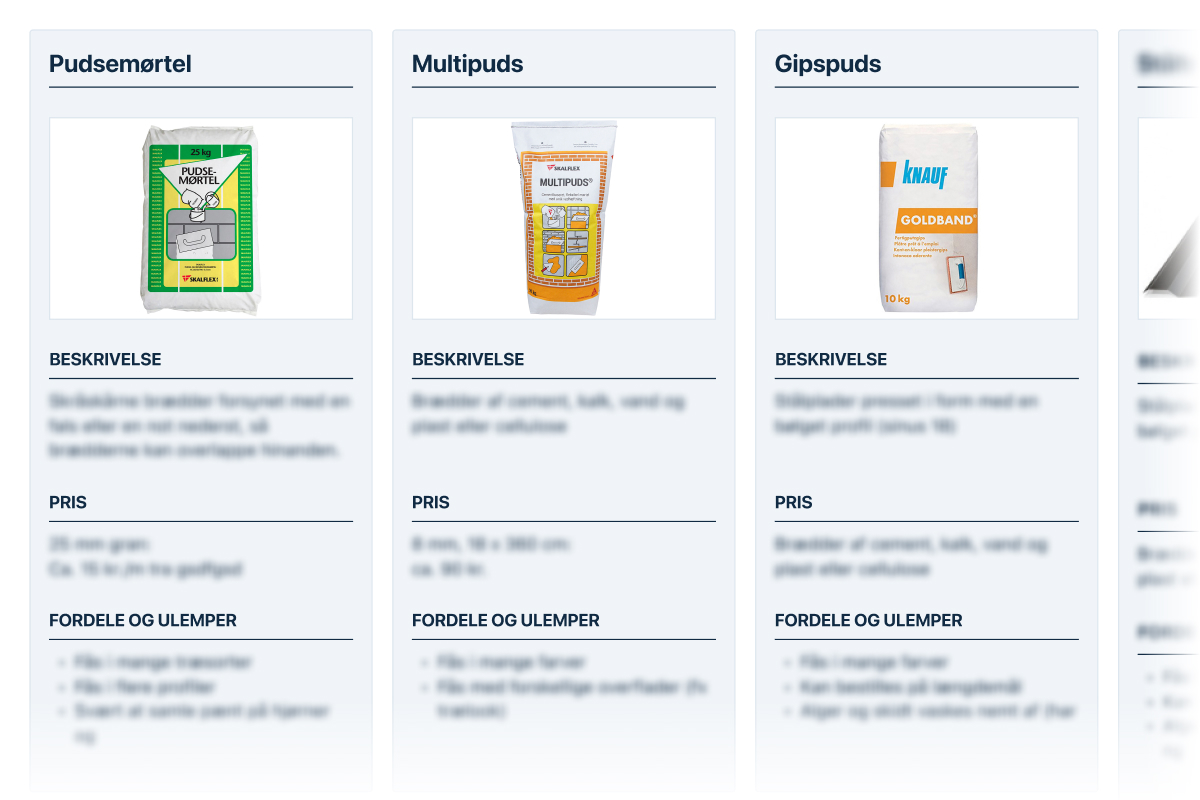 Pudsemørtel til indvendige vægge