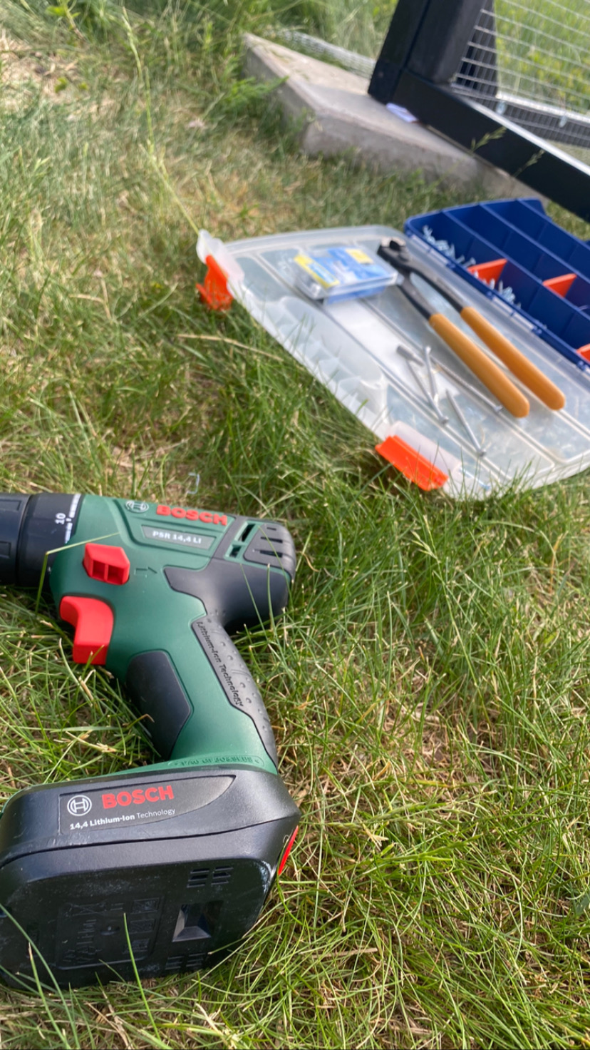 Hönsgård byggd av moduler