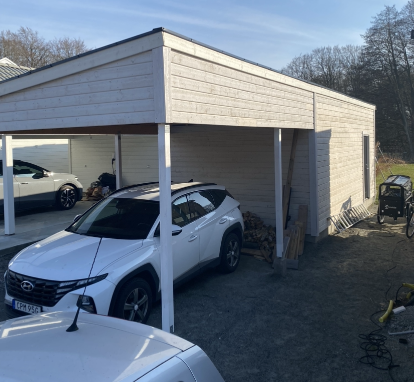 Carport med gjutet fundament
