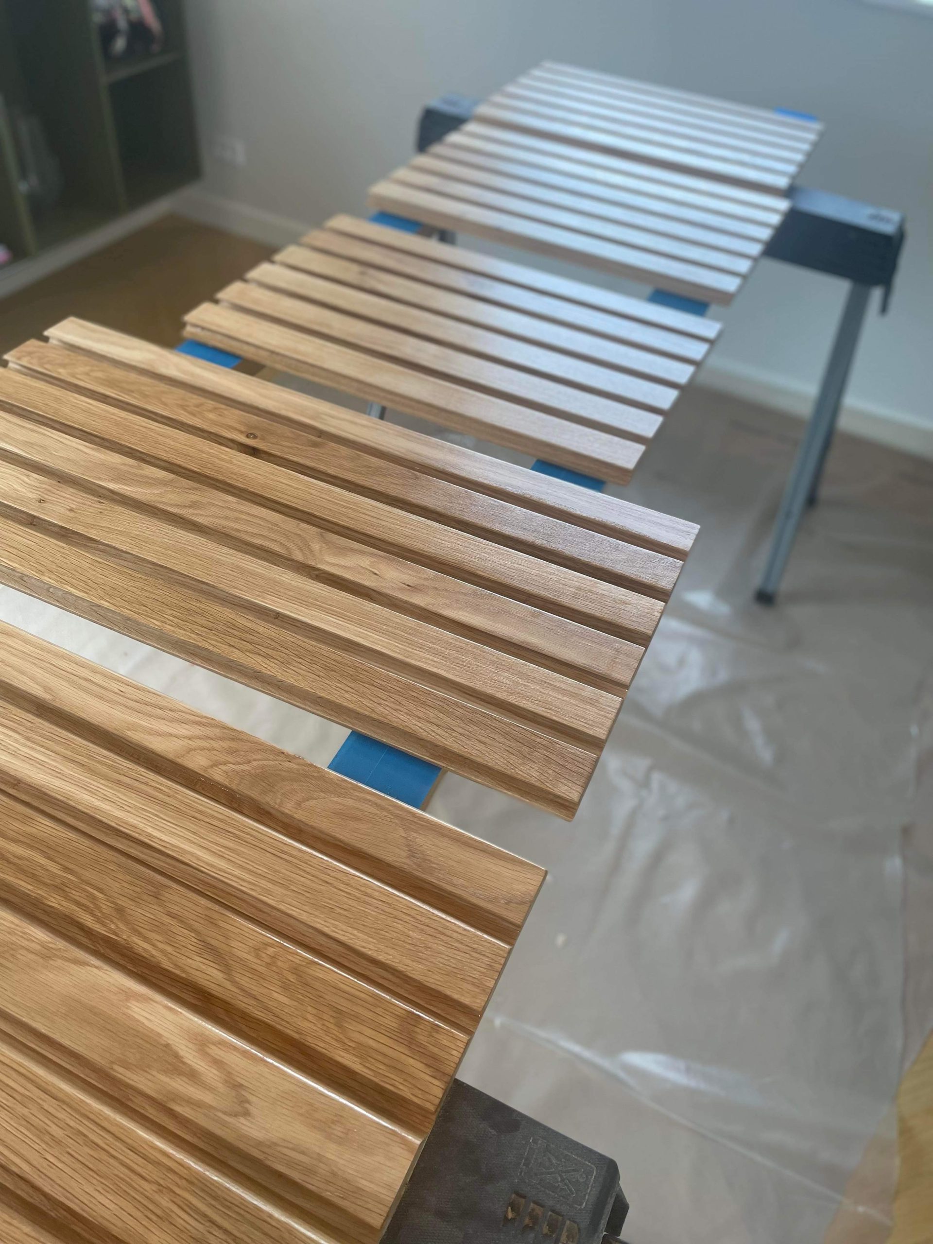 Kjøkkenfronter laget av parkettstaver