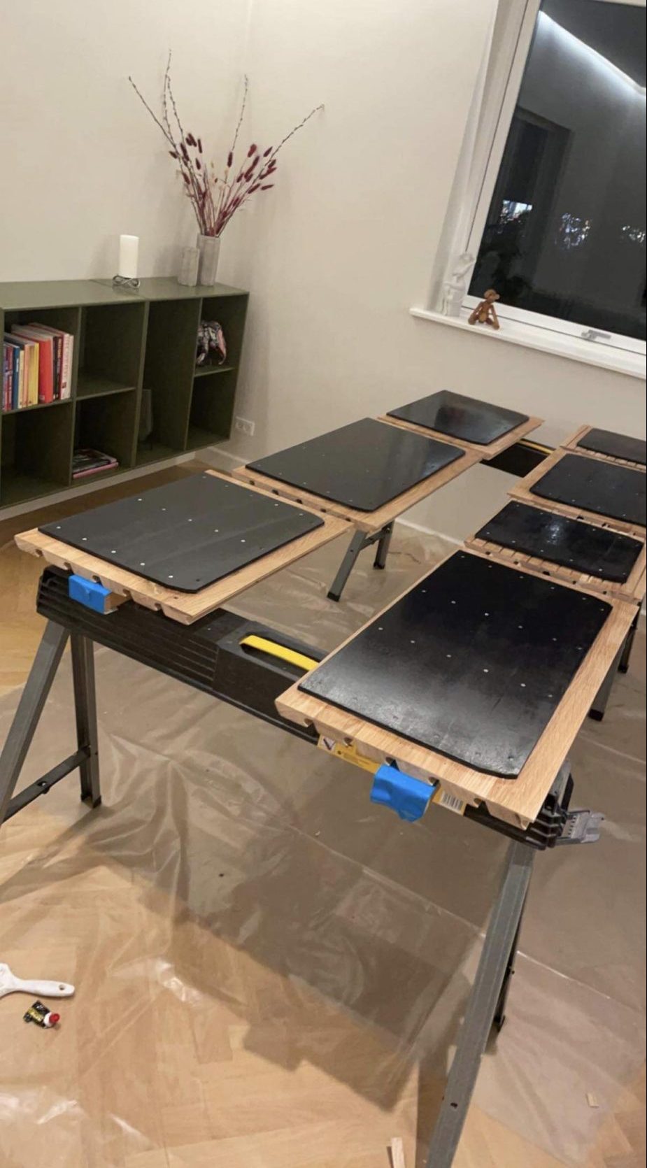 Kjøkkenfronter laget av parkettstaver