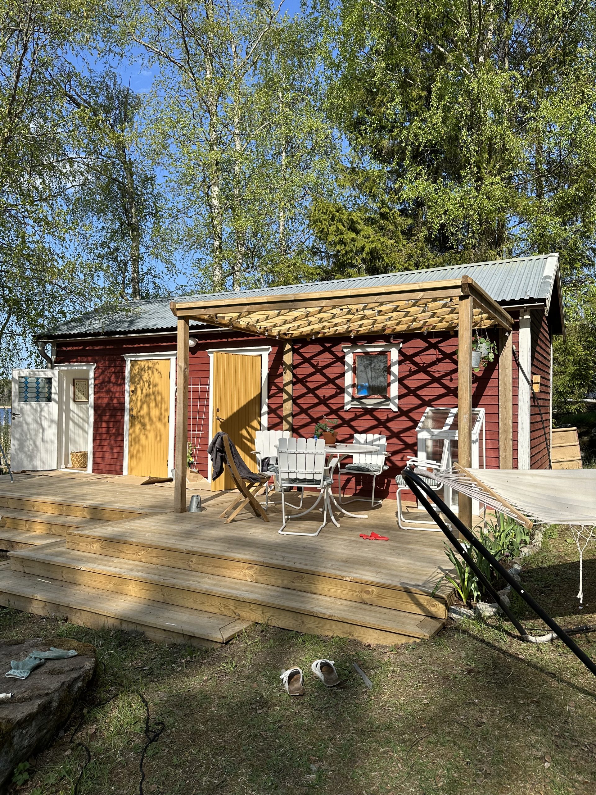 Trädäck med pergola