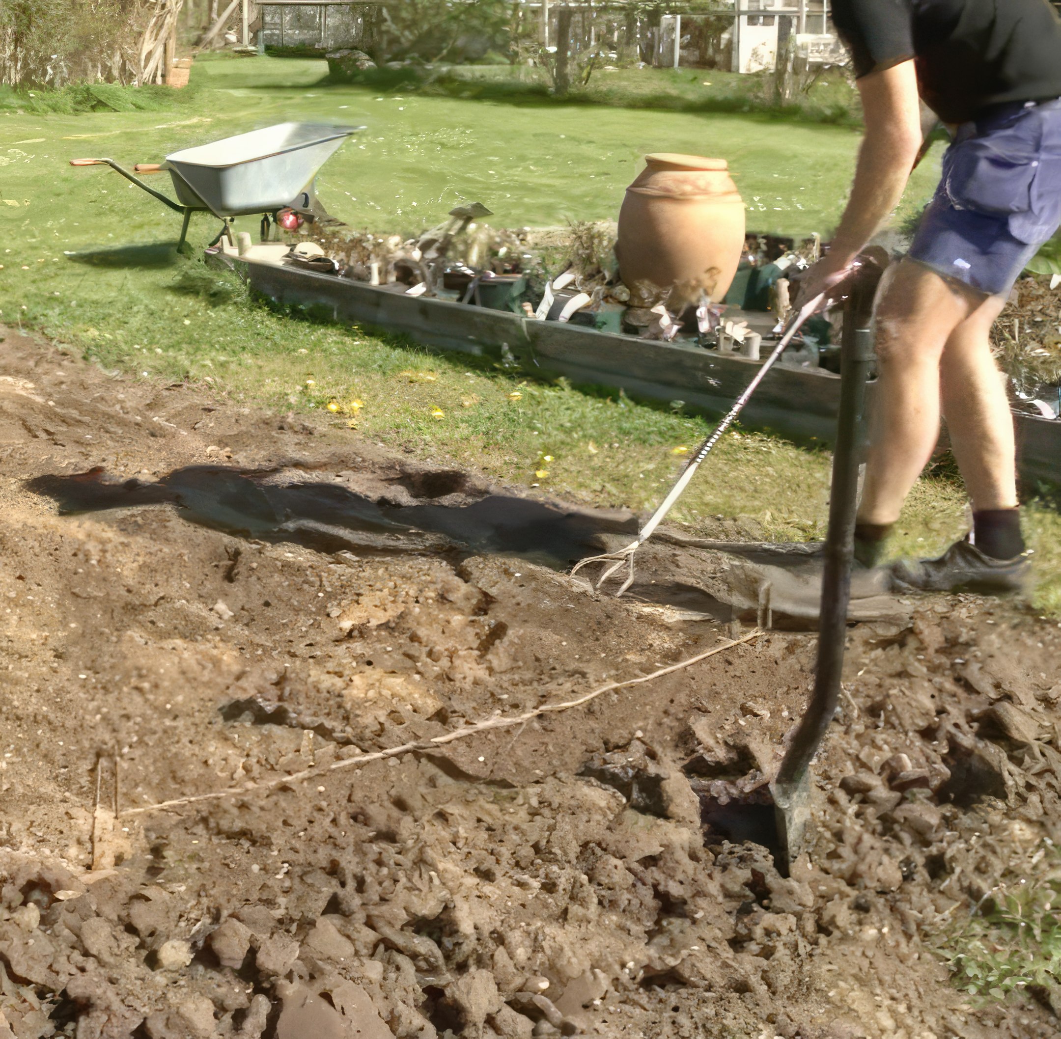 Stauder Jorden i bedet gøres klar