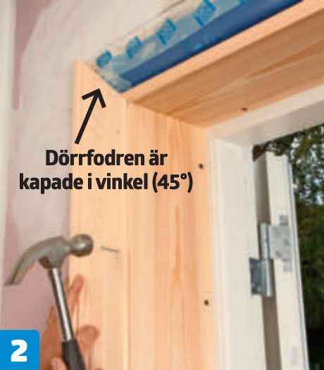 Dörrfodren är kapade i vinkel (45°)