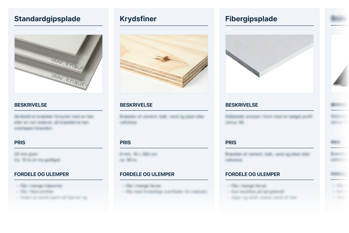 Byggeplader til skillevæg