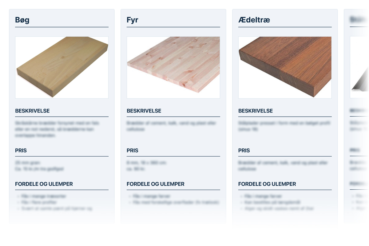 Køkkenbordplader af træ