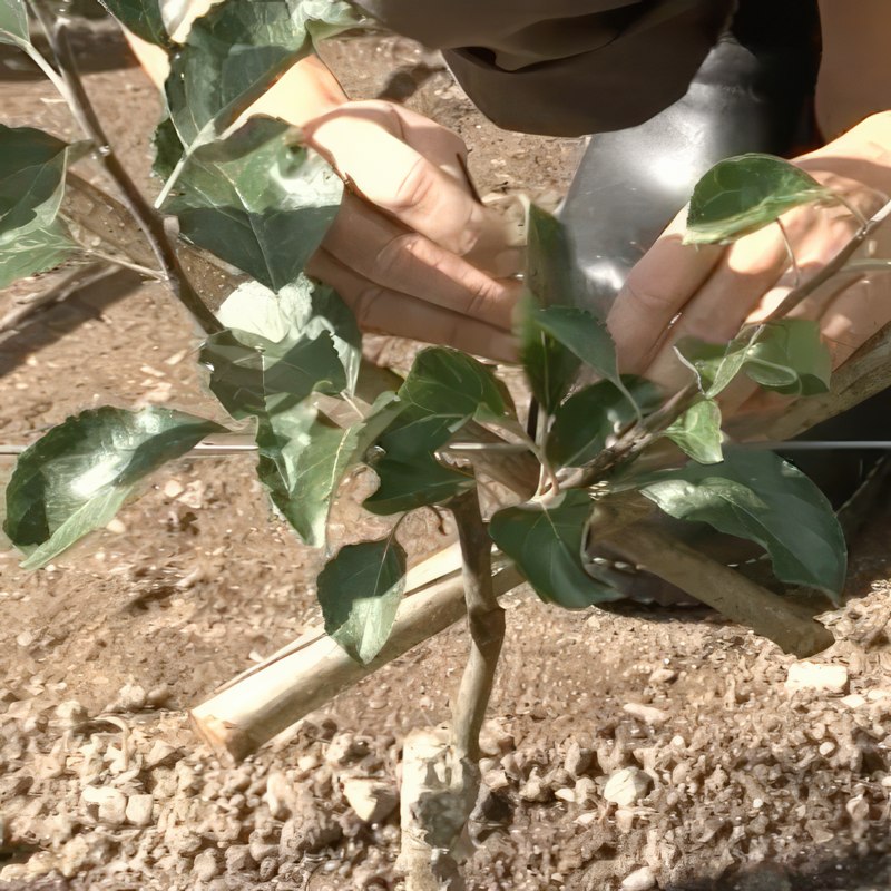 äppelträd spaljé uppbindning