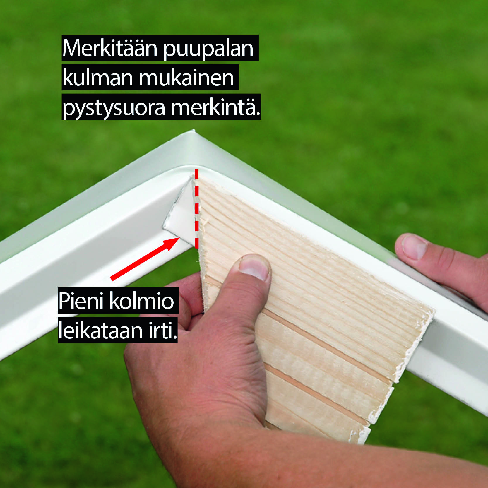 Seuraavaksi peitelista taitetaan