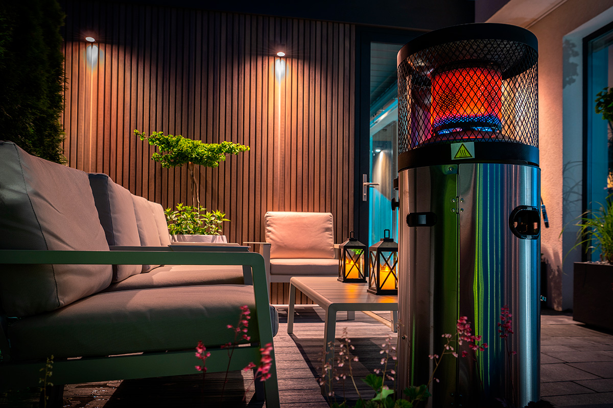 En udendørs gasovn på terrassen