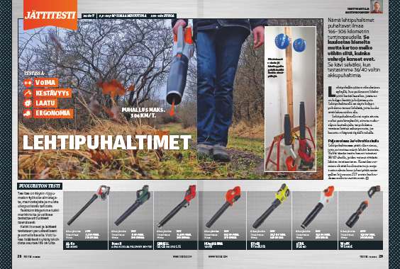 Testissä lehtipuhaltimet