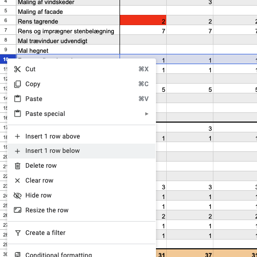 Tilføj opgave i drift- og vedligeholdelsesplan i excel