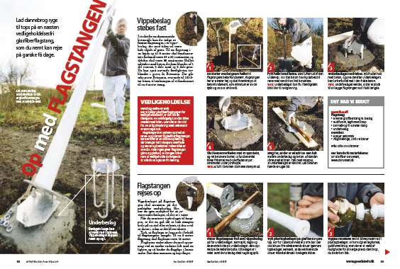 Hejs flaget på en glasfiberflagstang