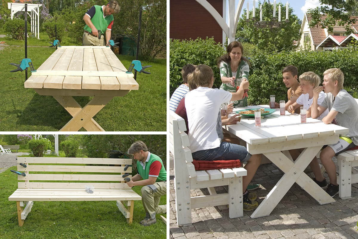 Lankkupöytä ja penkit