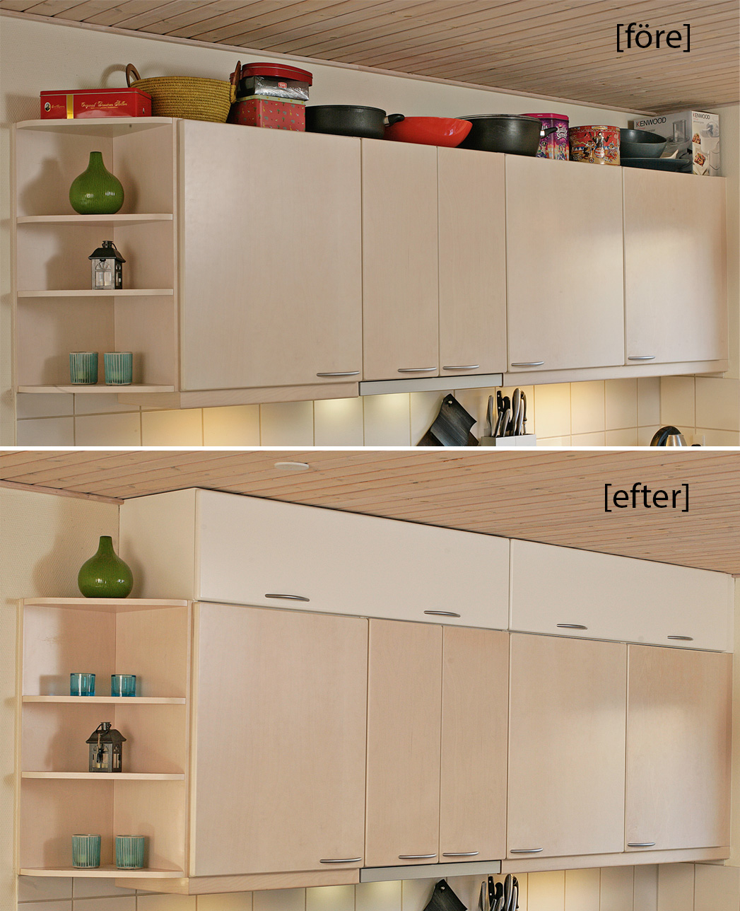 Göm röran bakom luckor