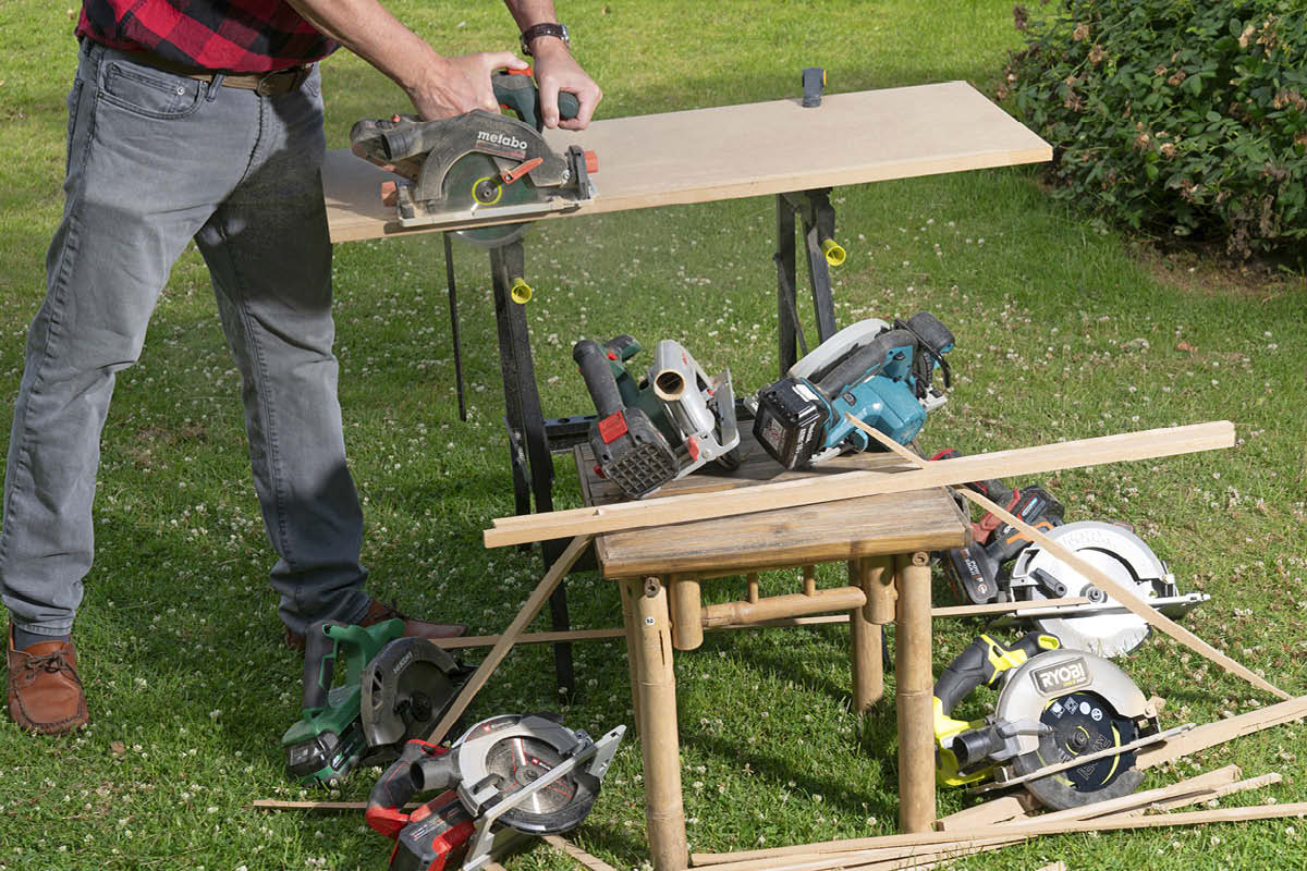 Test af rundsave på batteri