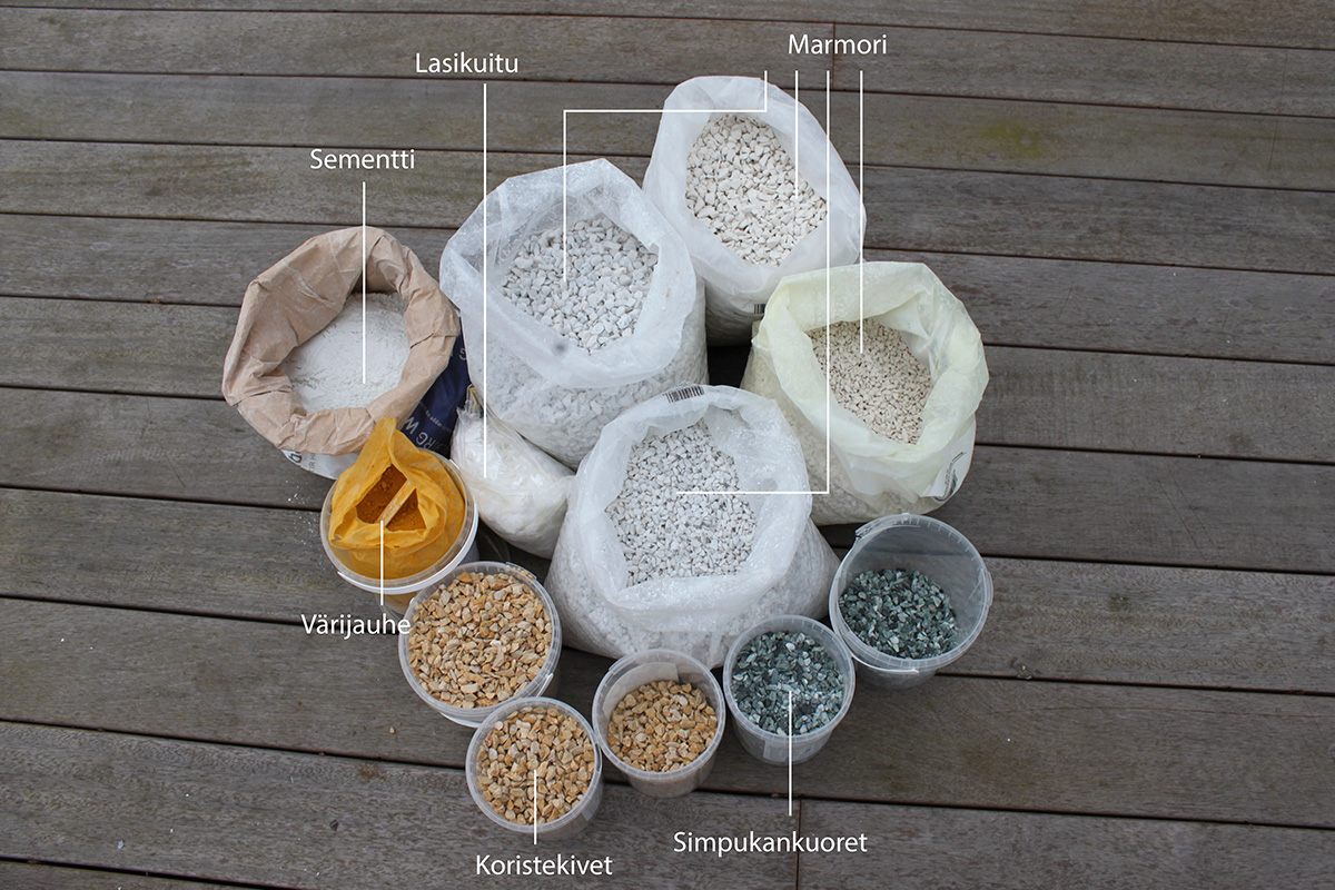 Terrazzo-pöytälevy: Sekoitus