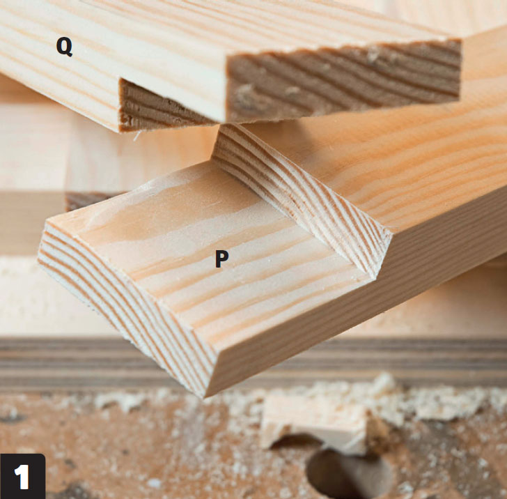 Växthus mot vägg bygga själv: Gör utfräsningar i ändarna på listerna (P och Q)