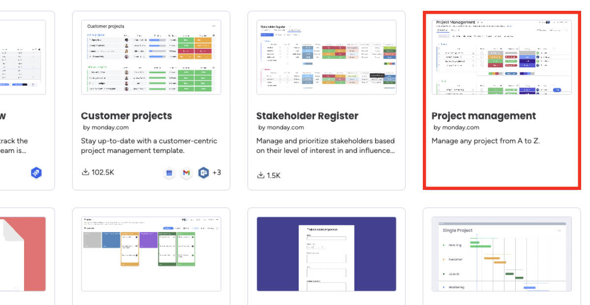 Planlægningsværktøj: Vælg skabelonen “Project Management”