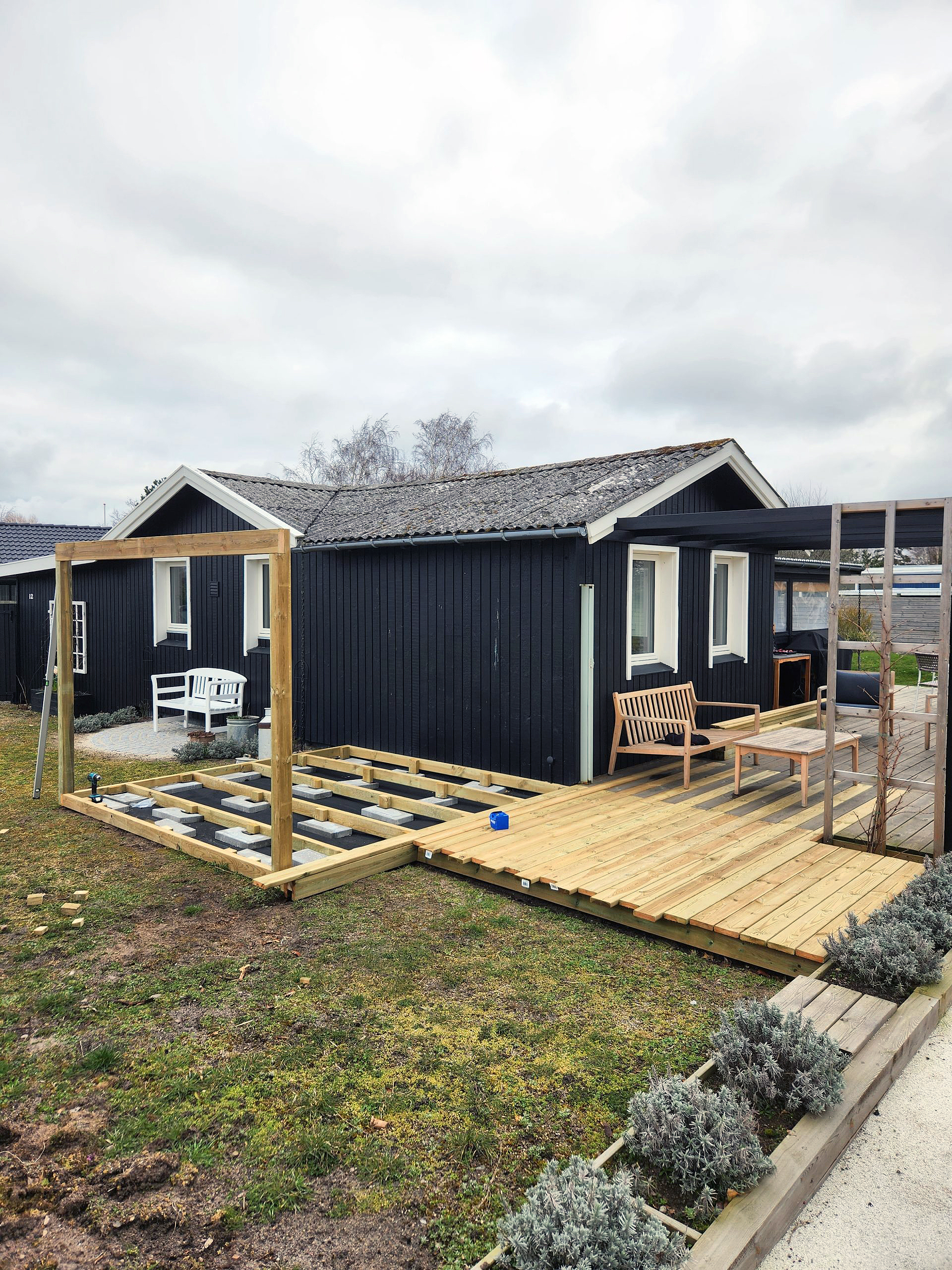 Aftenterrasse med flot overdækning