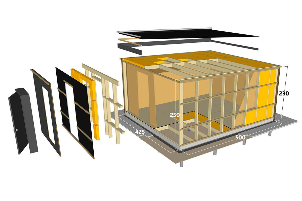 Isoleret skur arbejdstegning