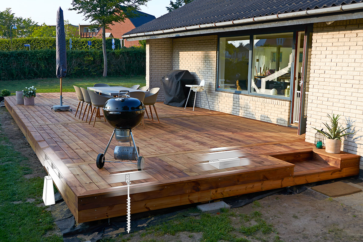 85 m² terassi ja 3 erilaista perustusta