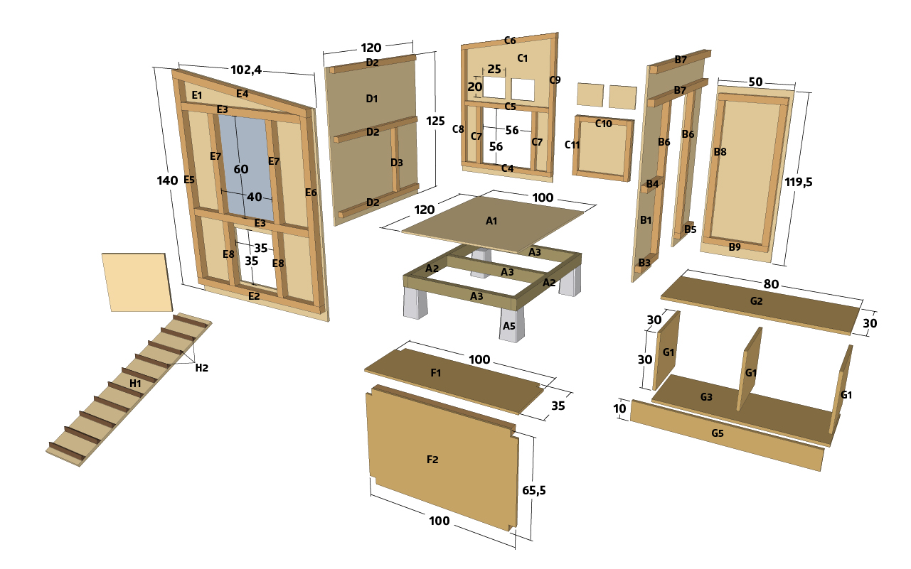 Byg selv hønsehus tegning