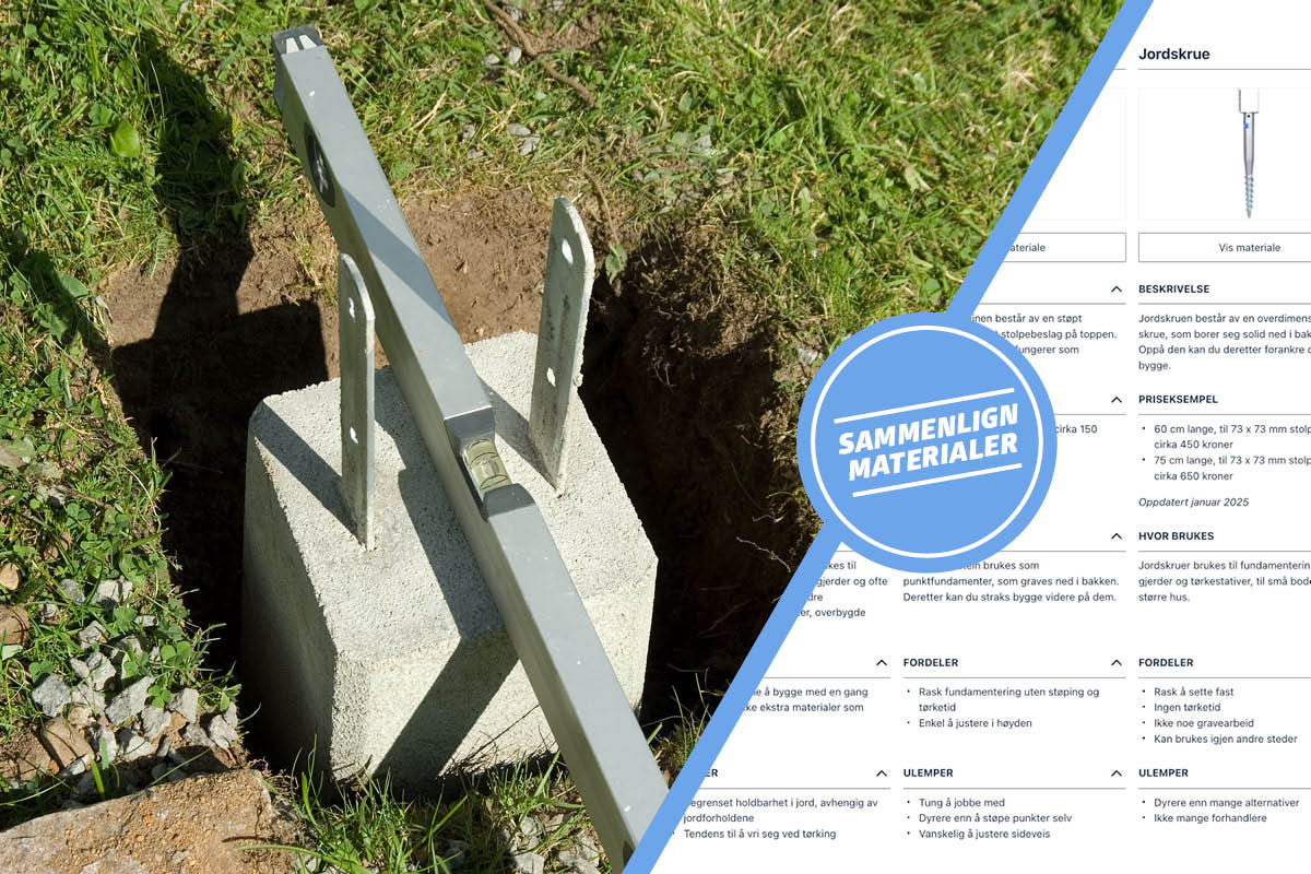 Fundament til uteboder og småbygninger