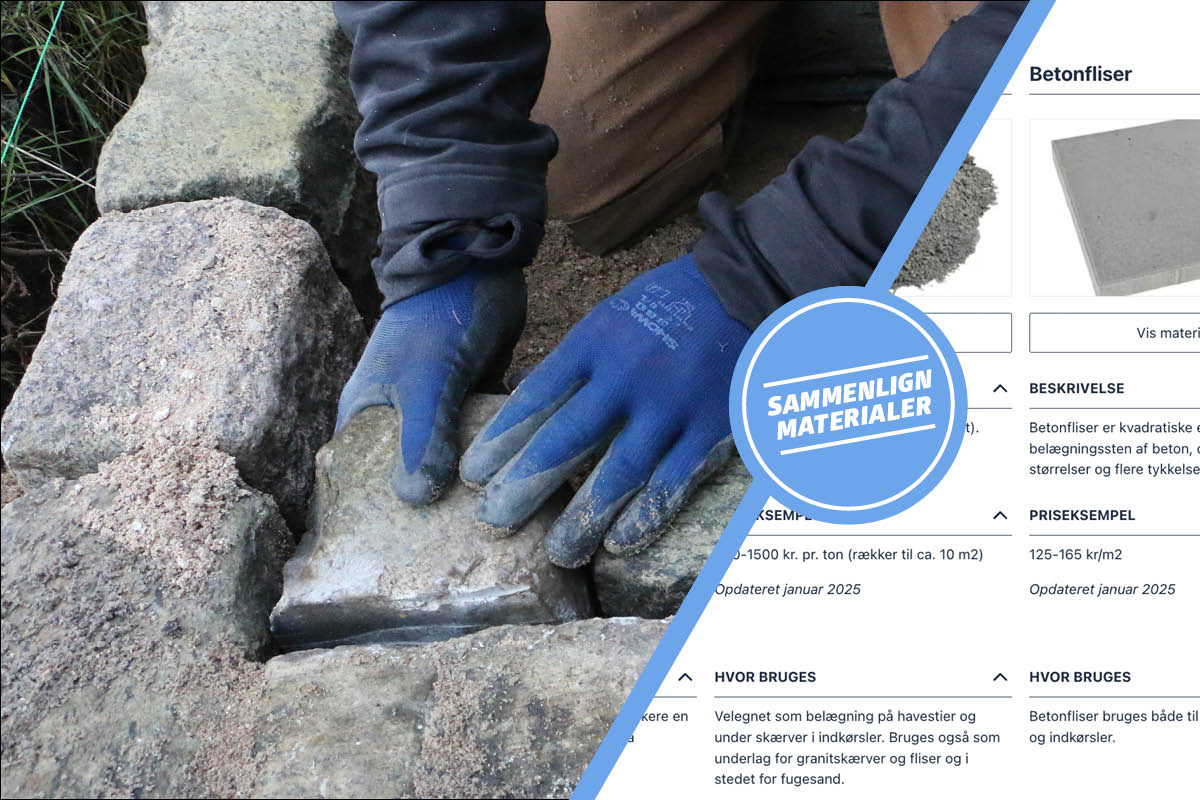 Sten, fliser og grus til havesti