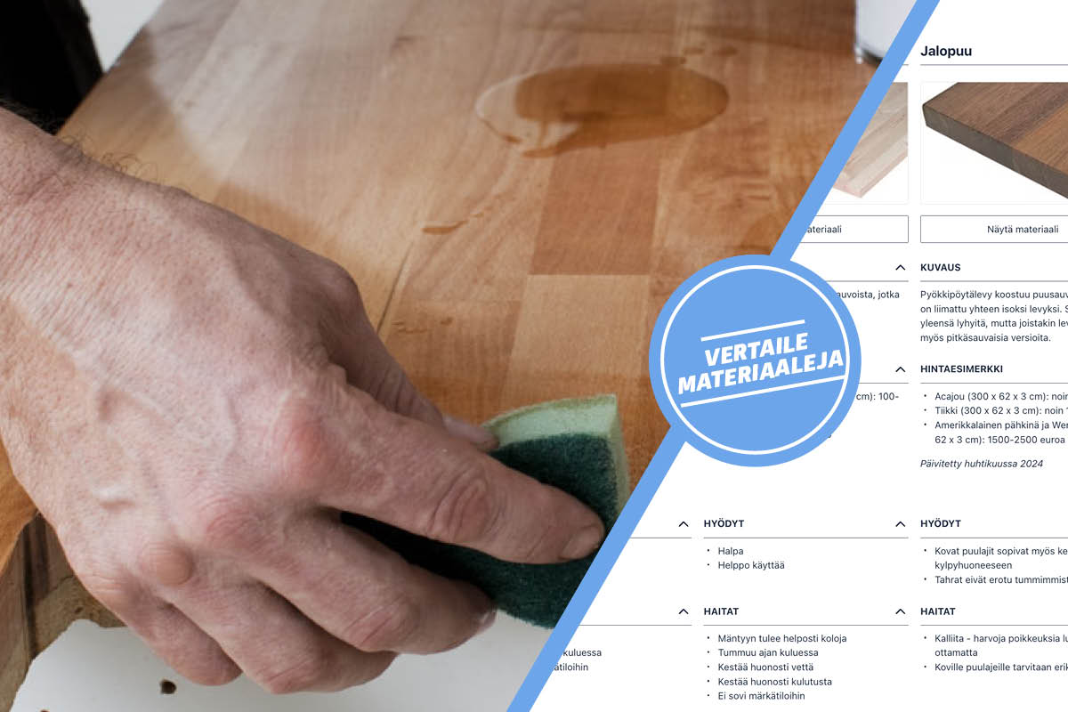 Keittiön pöytälevyt puusta