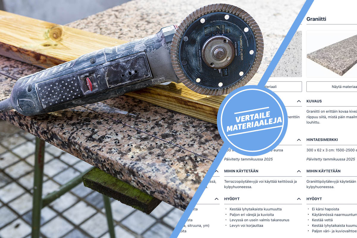 Keittiön pöytälevy kivestä