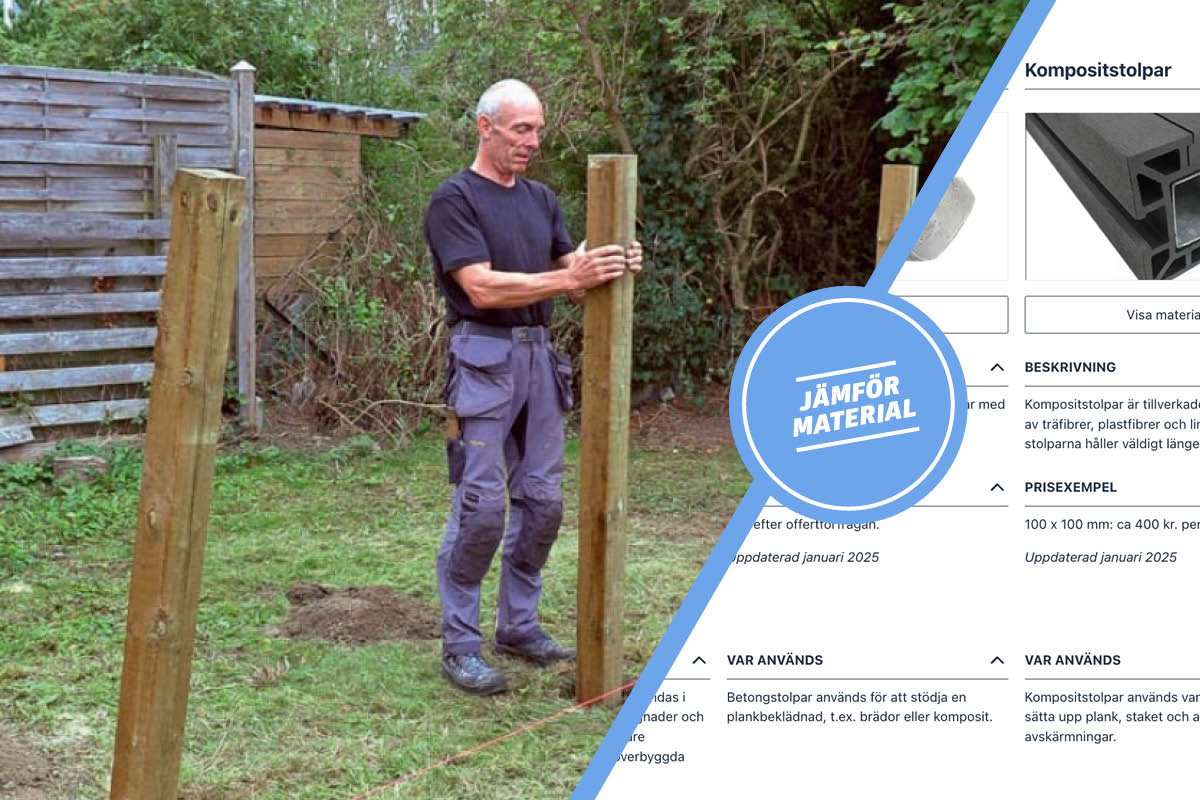 Stolpar till plank och staket