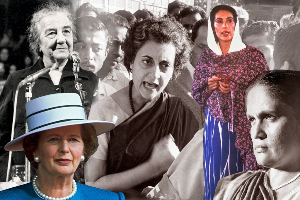 Golda Meir, Margaret Thatcher, Indira Gandhi, Benazir Bhutto ja Bandaranaike, alla kvinnor som varit regeringschefer.
