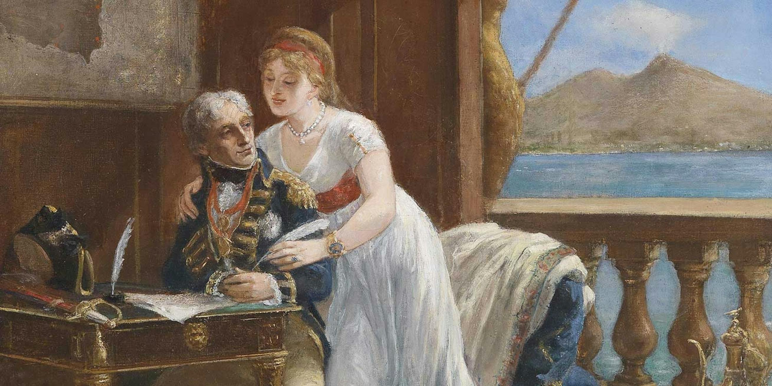 Lord Horatio Nelson en zijn minnares Lady Emma Hamilton