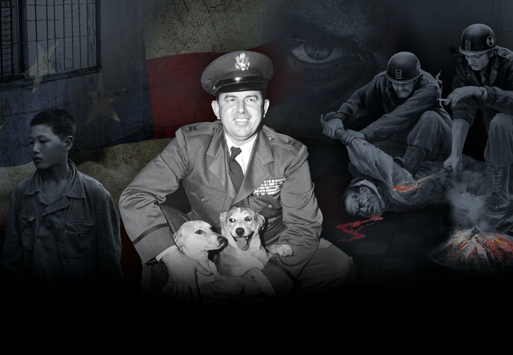 Donald Nichols poseeraa koiran kanssa Donald Nichols poseeraa koiran kanssa