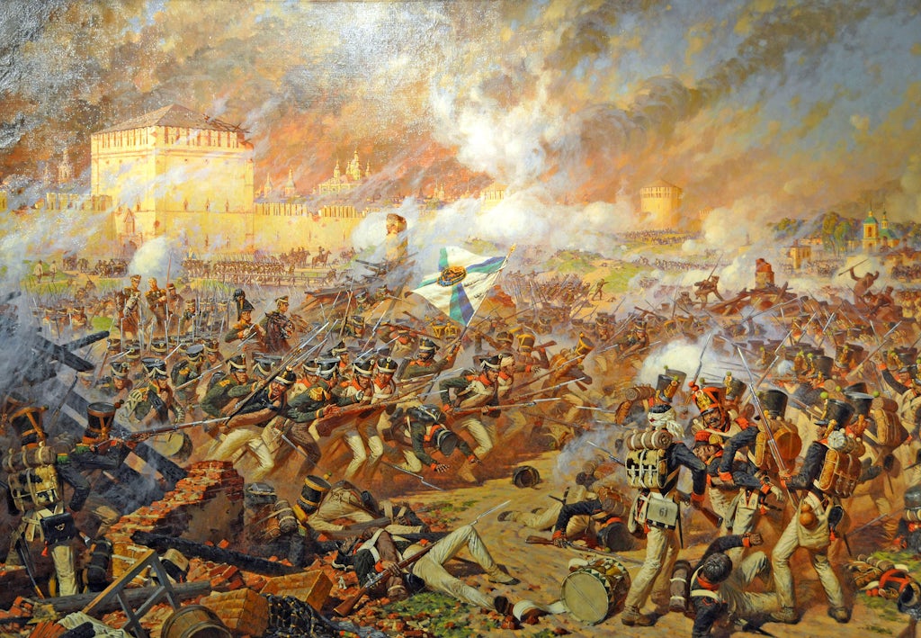 rusland-historie-krig Maleri fra Napoleonskrig i Rusland.