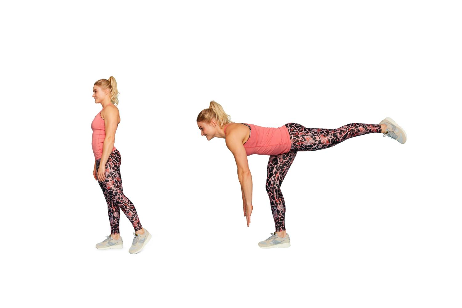 Nainen tekee yhden jalan maastavetoa