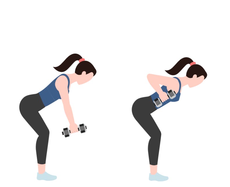 Illustration av kvinna som gör armbågsdrag